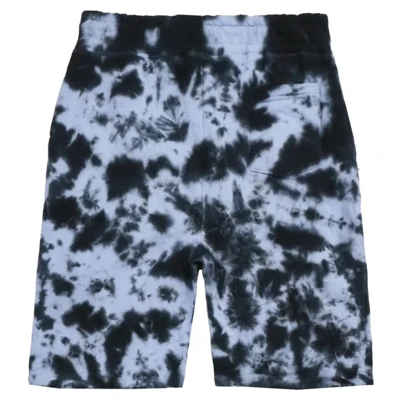 Pink Dolphin Men's Tie Dye Waves Script Logo Fleece Sweat Shorts - Navy Blue - Picture 2 of 2